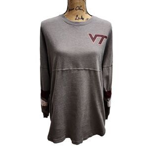 Virginia Tech Hokies Long‎ Sleeve Spirit Jersey Gray Red Women's M/M